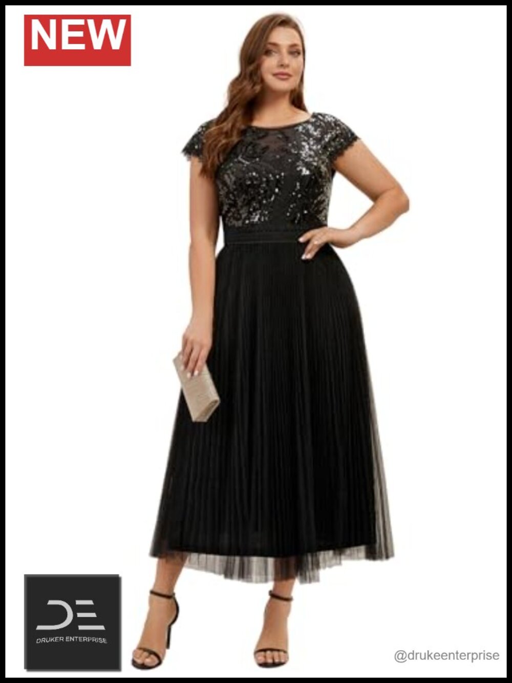 Plus Size Sequin Midi A-Line Wedding Guest Dress